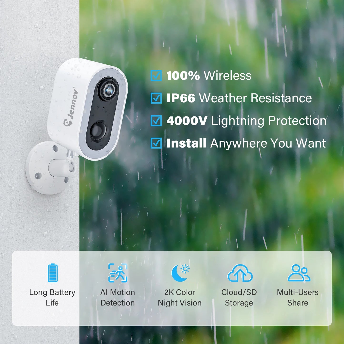 Jennov 5MP Wireless WiFi Battery Security Camera Outdoor