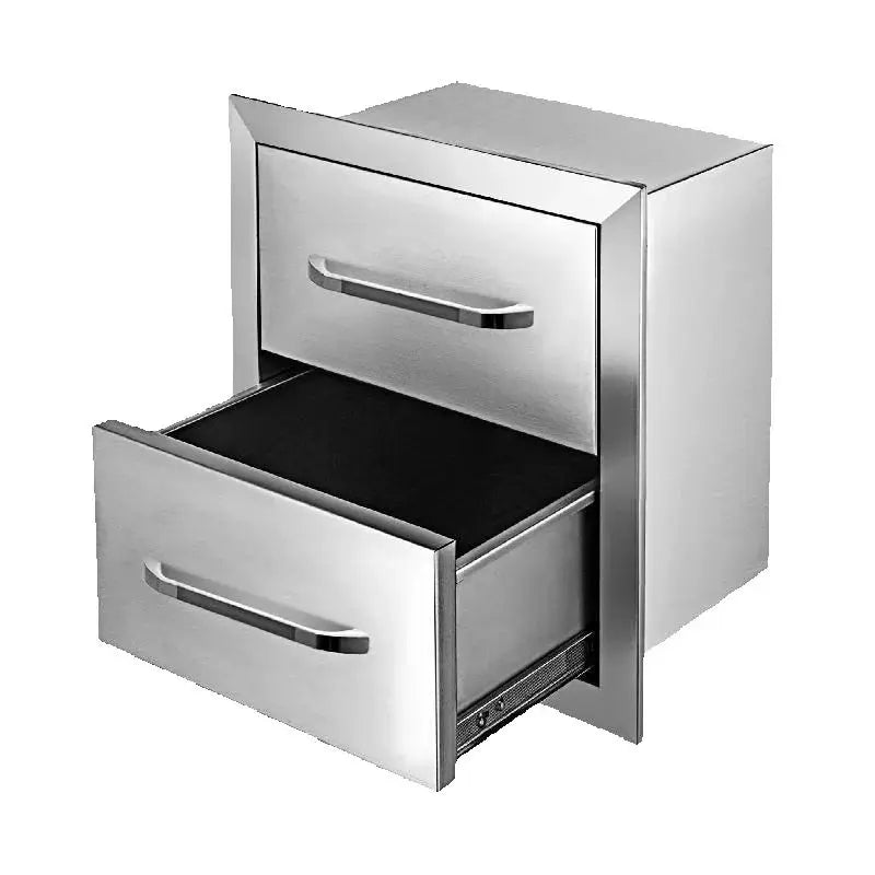 SucceBuy Stainless Steel Outdoor Kitchen Drawers with Handle Large Storage BBQ Island Weather Resistant
