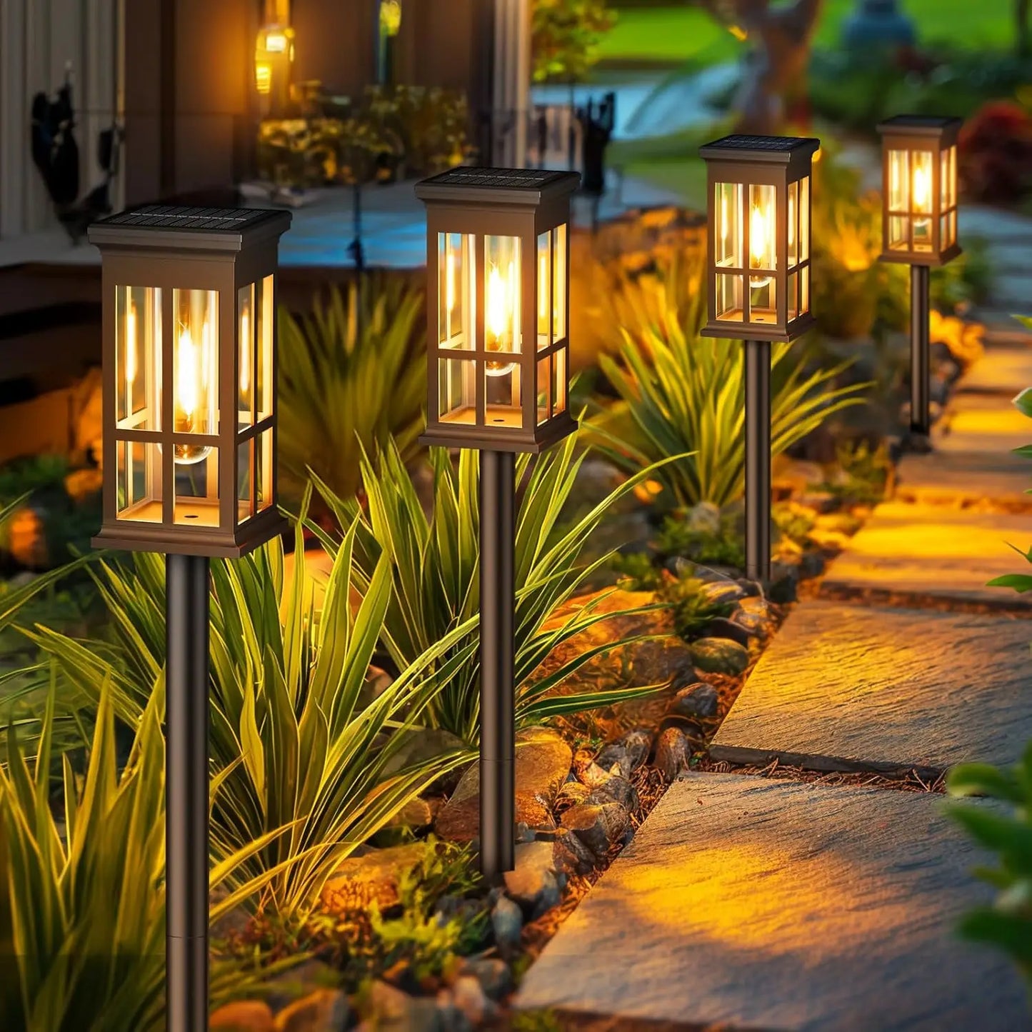 2 6 8 Pack Solar Pathway Lights Super Bright Outdoor LED