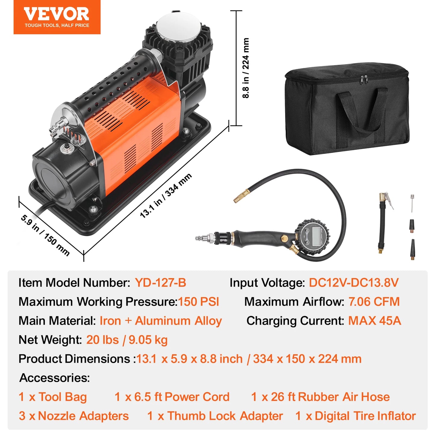 SucceBuy Dual Cylinder 150 PSI Heavy Duty Air Compressor