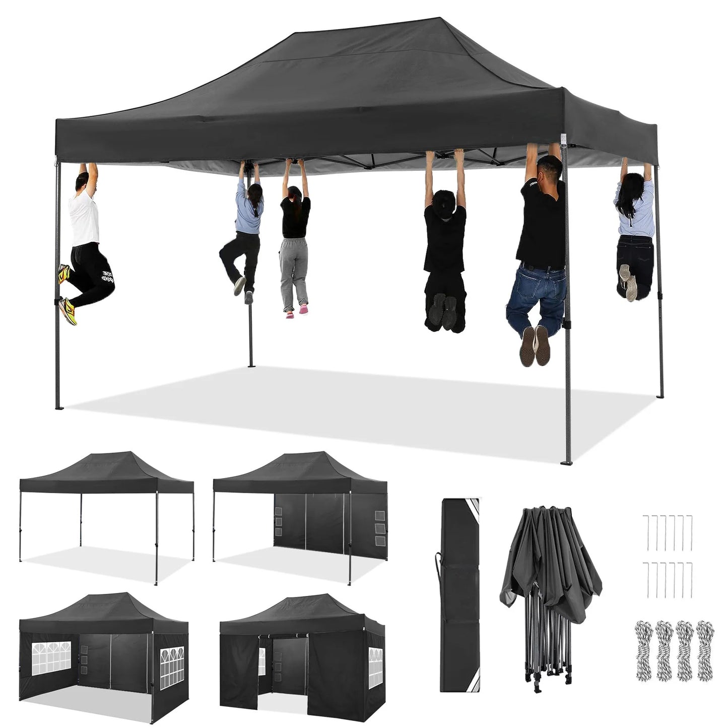 10x15 Heavy Duty Pop Up Canopy Tent With Sidewalls Plus