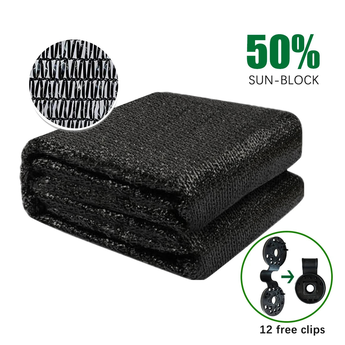 6.5 Ft X 20 Ft 50 Percent Sunblock Shade Cloth Black