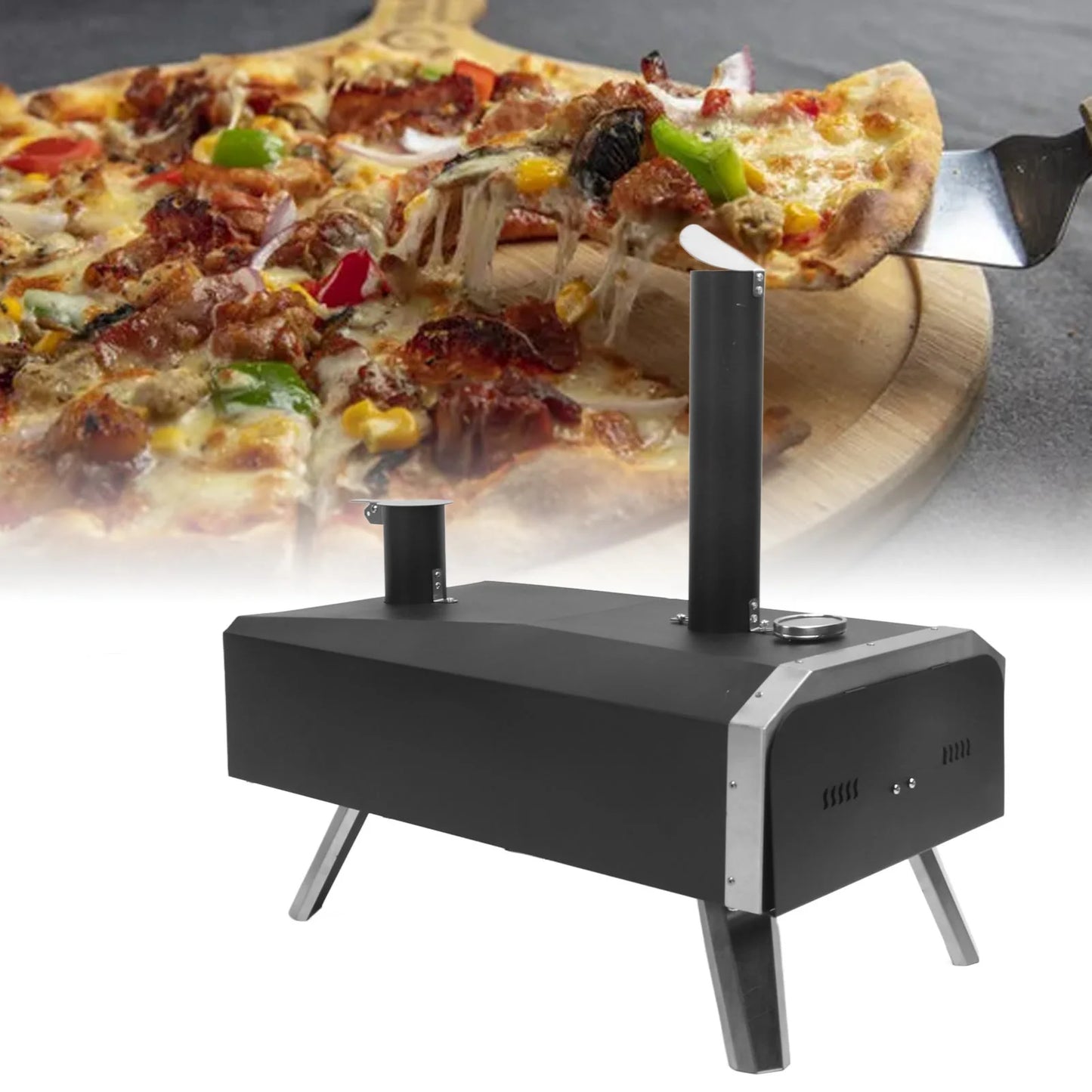 12in Portable Wood Fired Pizza Oven Stainless Steel