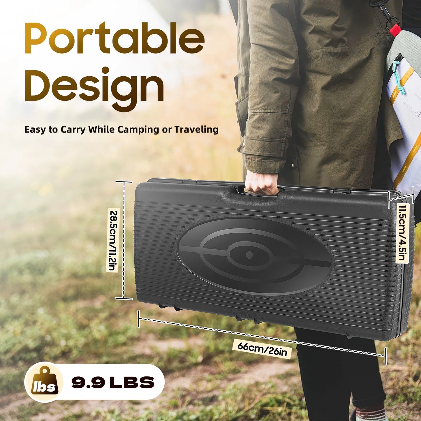 Portable Dual Burner Camping Stove With Grill Tray Case