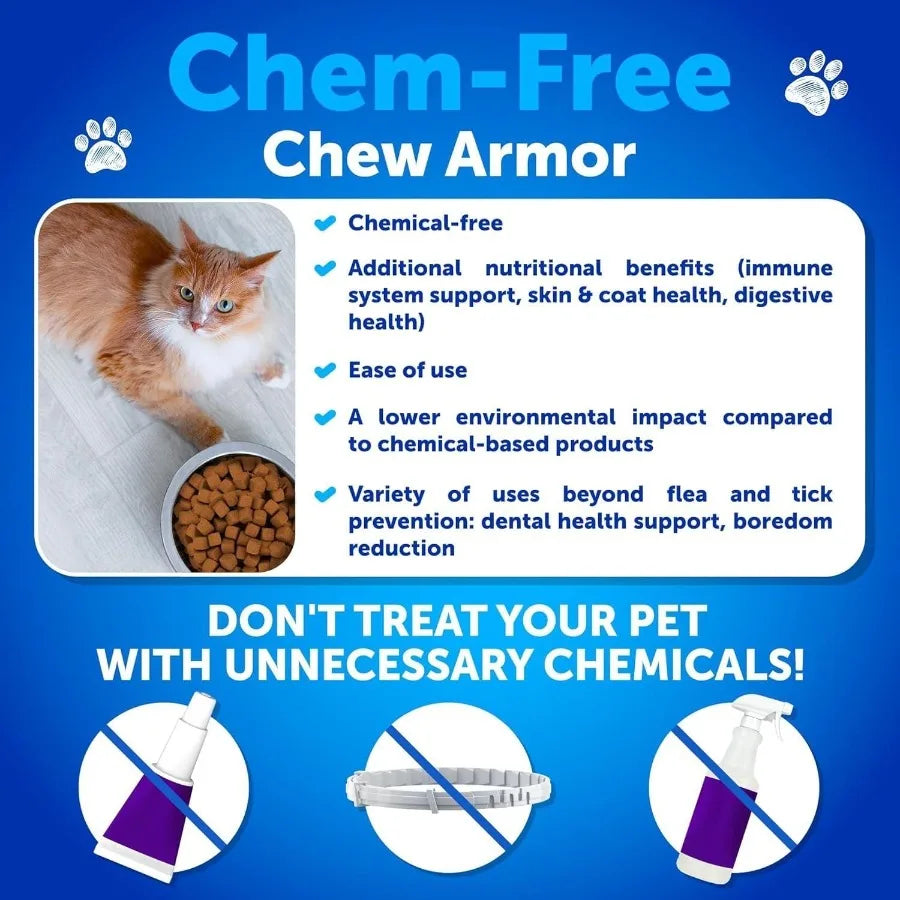 Natural Flea Treatment for Cats and Kittens Chewable Daily Oral Pills with Vitamins Flea and Tick Prevention Supplement