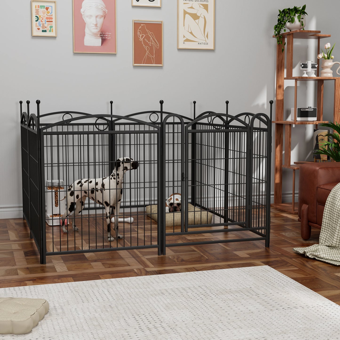 Dog Playpen Indoor 32 Inch 8 Panels Metal Pen With Doors