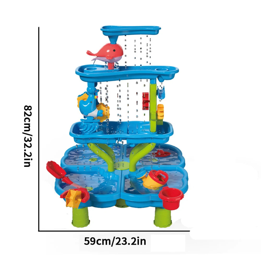 4 Tier Kids Sand Water Table Children's Beach Toys Summer Outdoor Interactive Set
