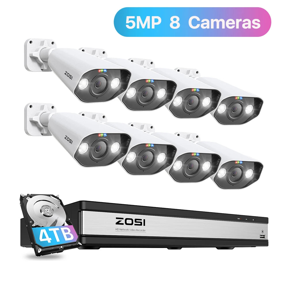 ZOSI 16CH 4K PoE 8MP NVR Security Camera System Outdoor