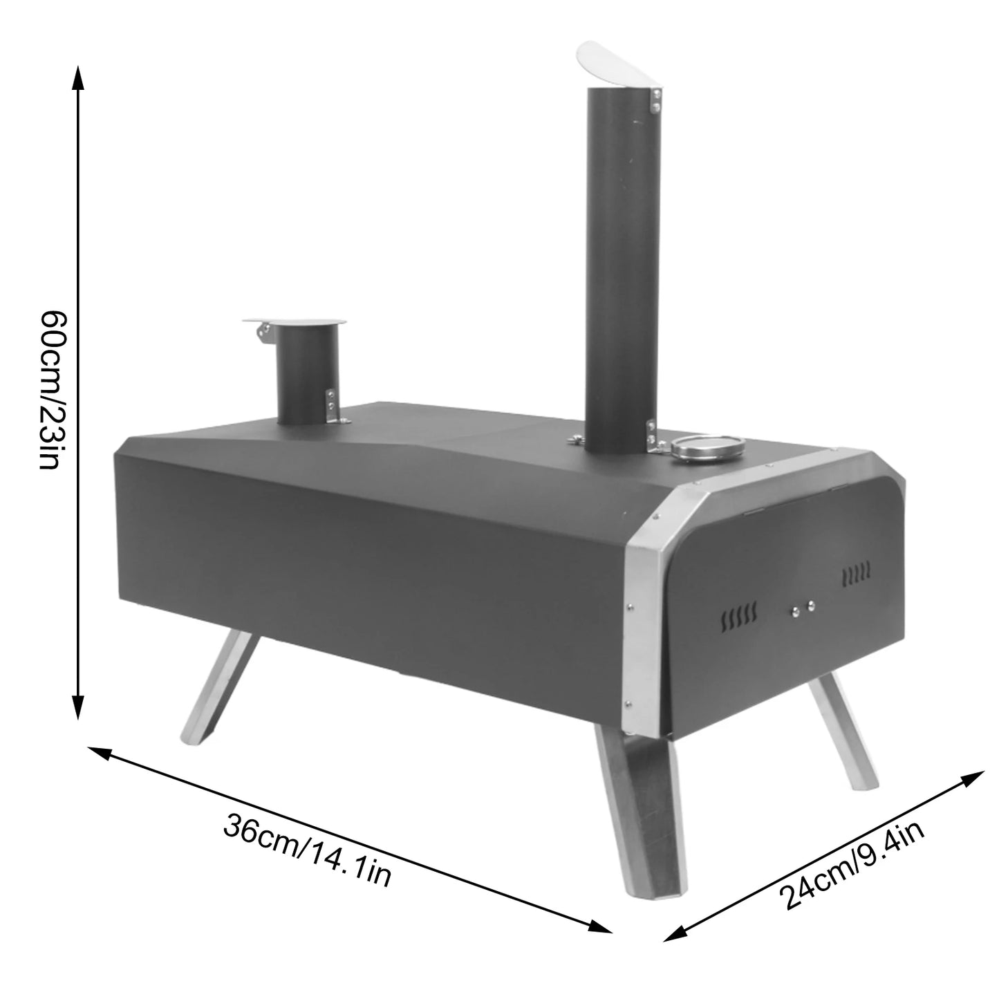 12in Portable Wood Fired Pizza Oven Stainless Steel