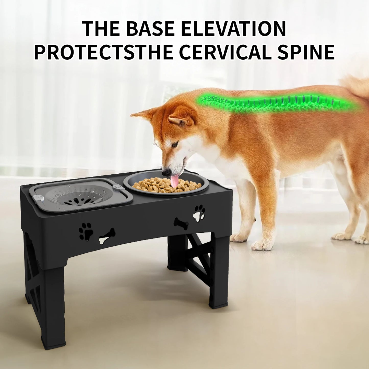 3 In 1 Adjustable Pet Feeder Slow Feed Double Bowls