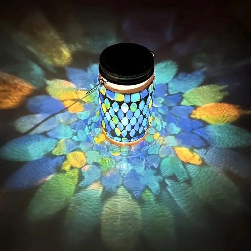 Solar Mosaic Outdoor Lantern Rechargeable Garden Light