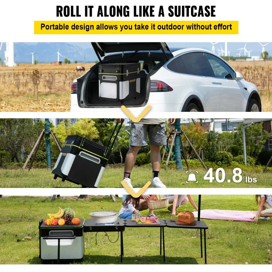 Outdoor Mobile Kitchen Portable Multifunctional Camp Box with Wheels All In One Integrated Cooking Station with Windproof Stove
