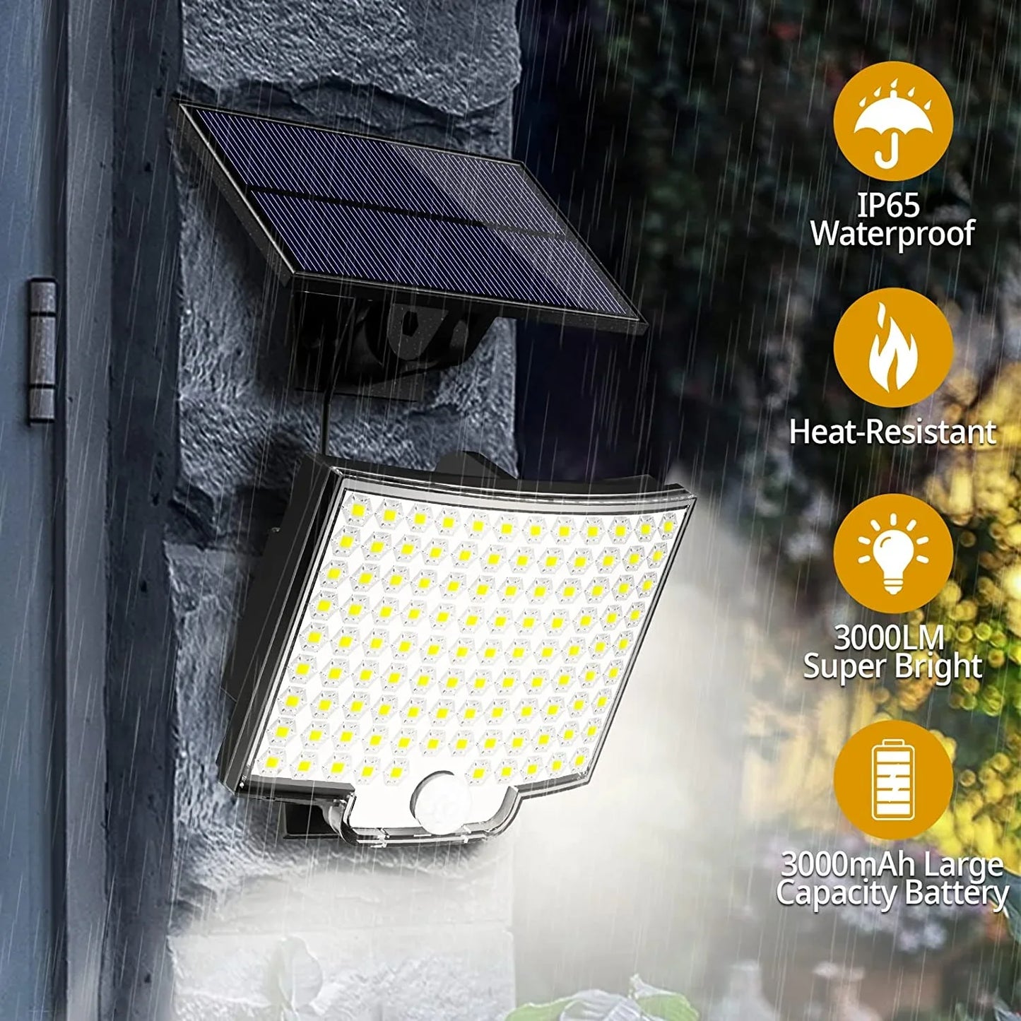 Solar LED Motion Sensor Waterproof Flood Light Remote