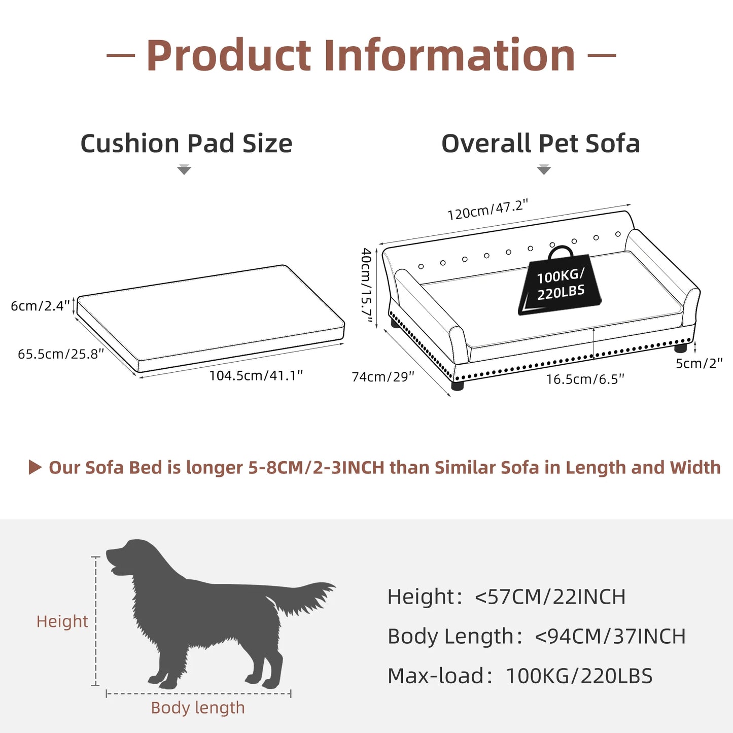 Elevated Extra Large Dog Bed Sofa Microfiber Leather Cover