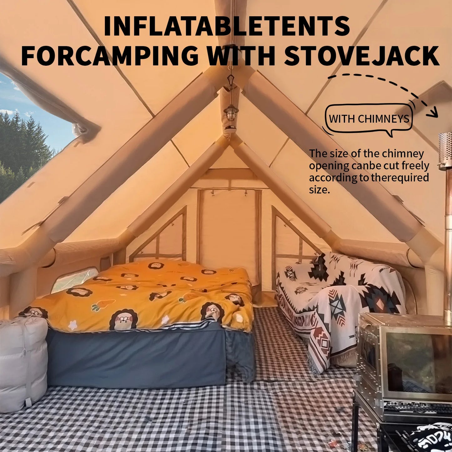 Large Inflatable Camping Tent 12P With Hand Pump Easy Setup