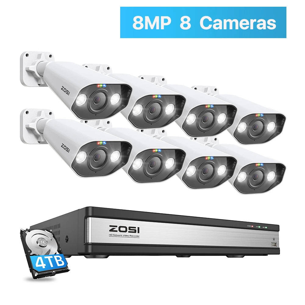 ZOSI 16CH 4K PoE 8MP NVR Security Camera System Outdoor