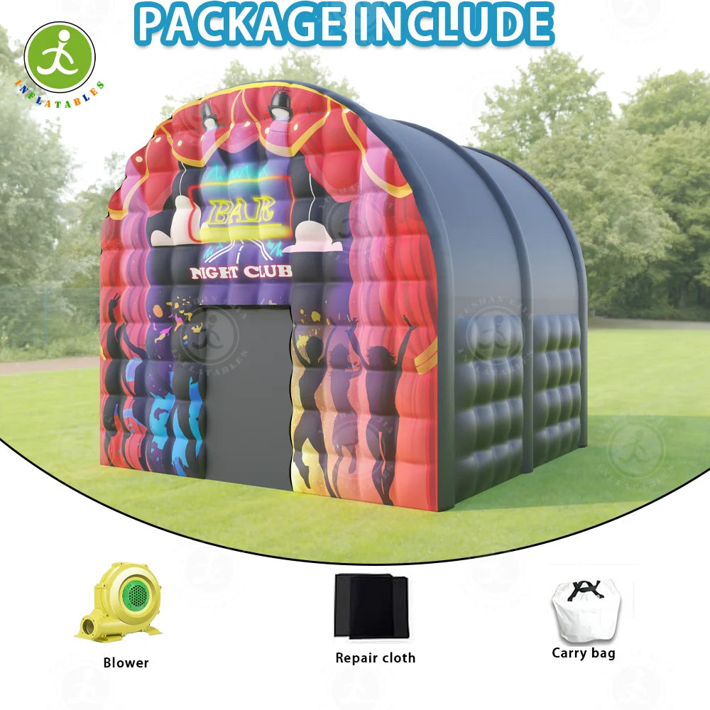 Large Black Inflatable Air Tent Square Pavilion For Camping