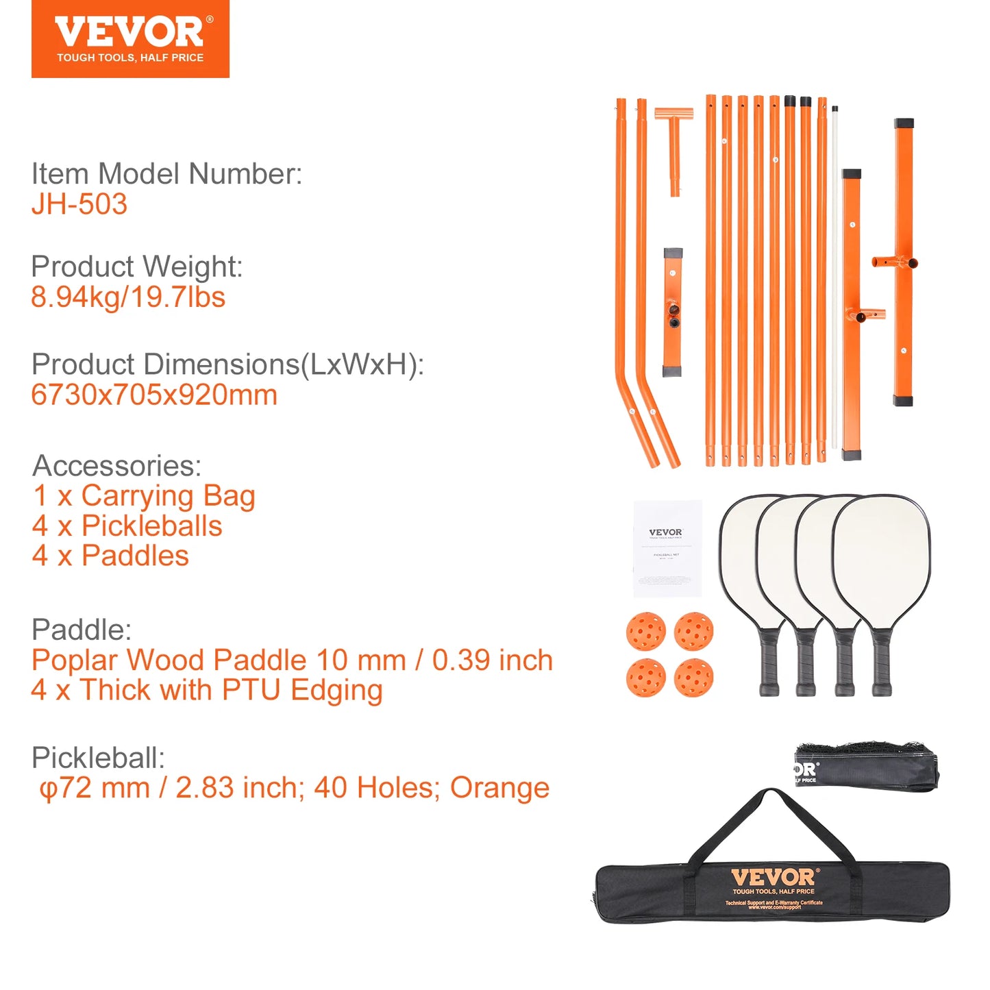 SucceBuy 22Ft Portable Pickleball Net System Full Court