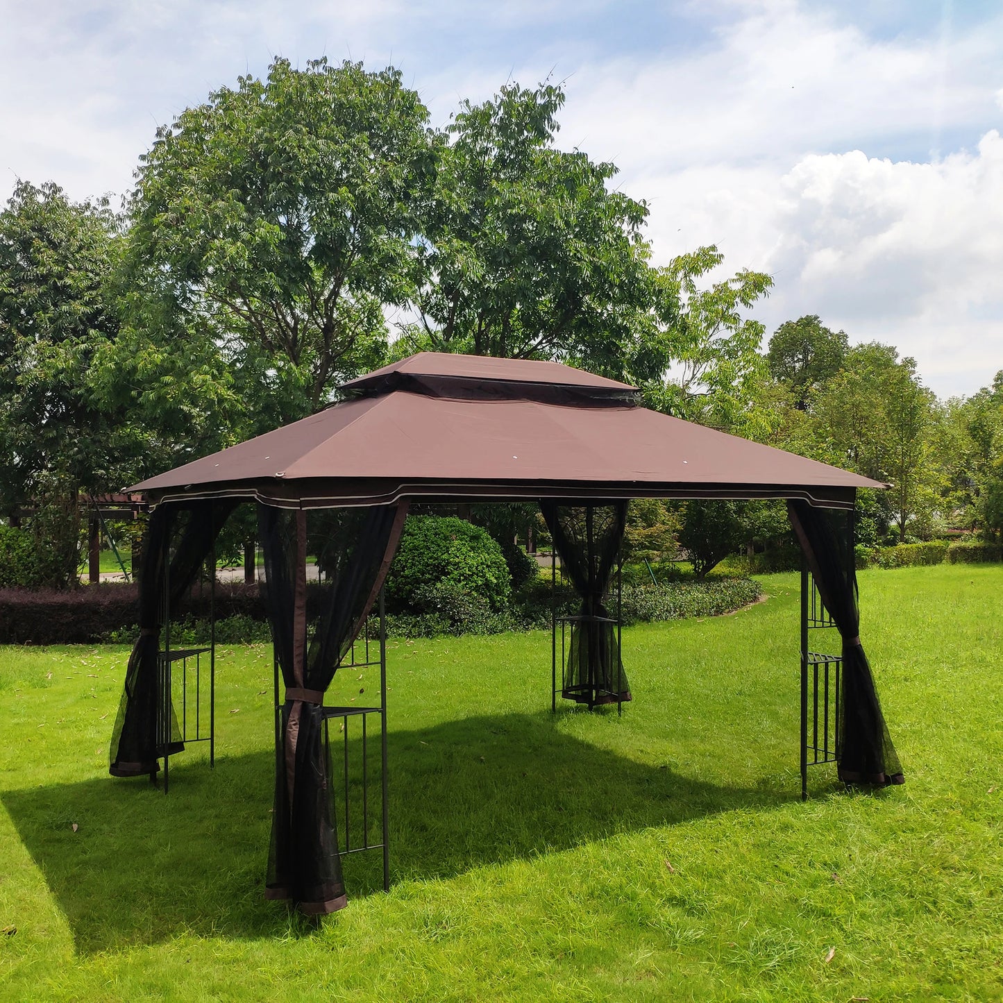 13x10 Ft Outdoor Patio Gazebo Canopy With Mesh Roof