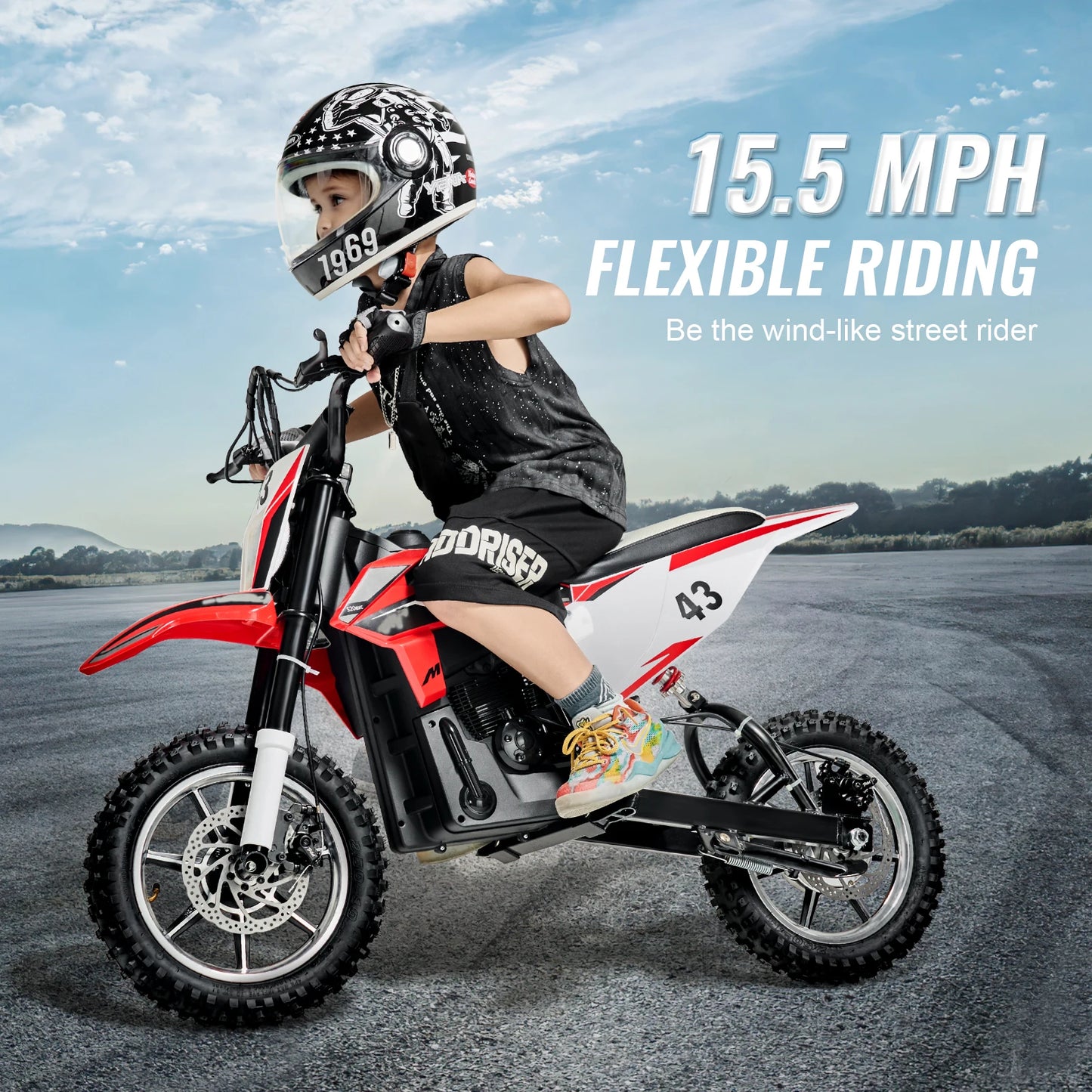 SucceBuy 36V Kids Ride On Motorcycle with Speed Up to 15.5mph Treaded Tire Battery Gauge Electric Motorcycle Toys for Children