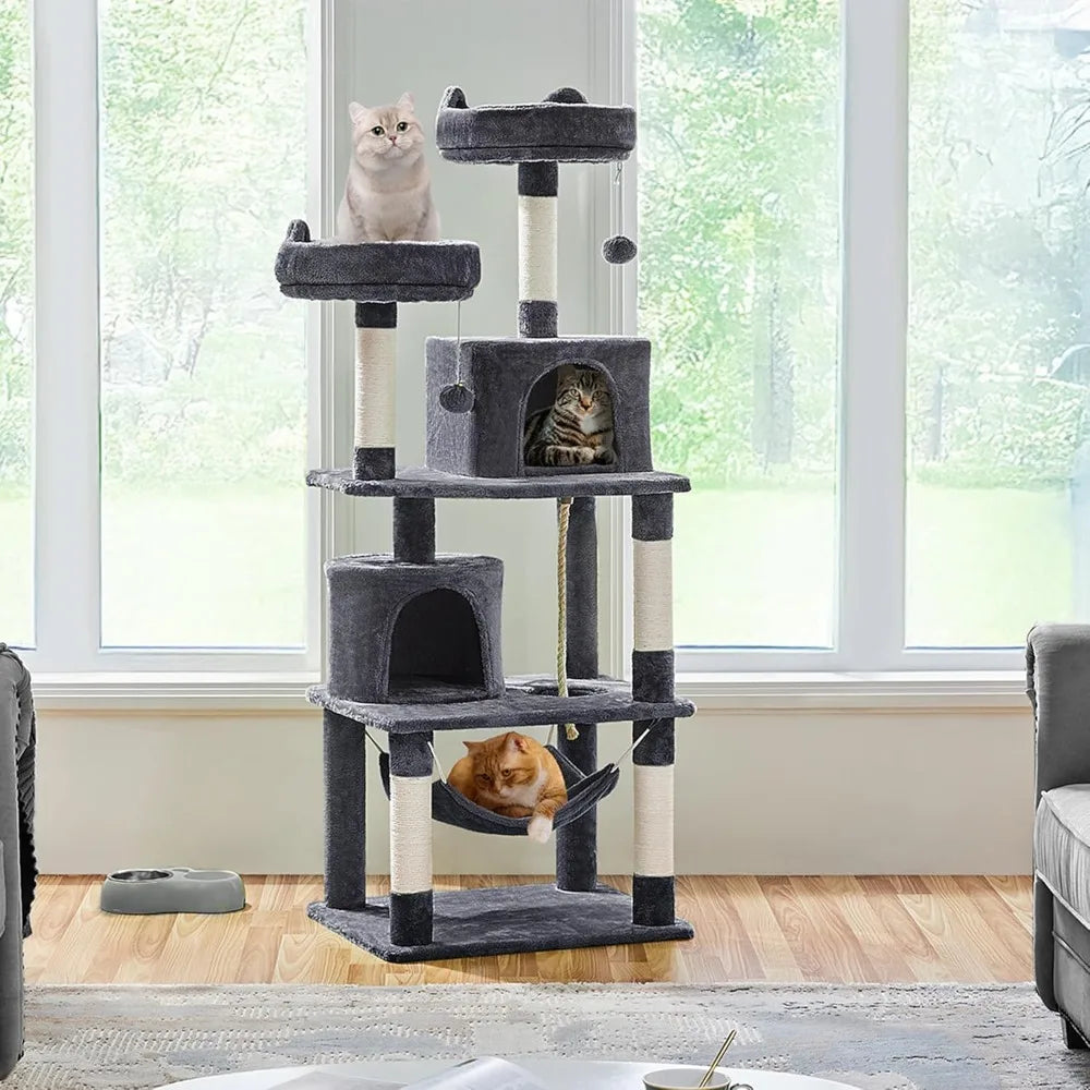 Yaheetech 62.5in Cat Tree Condo With Platform And Hammock