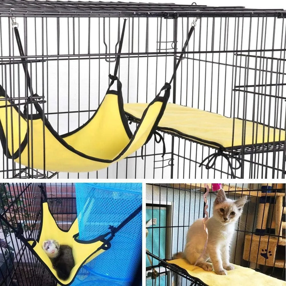 Foldable Kitten Cat Home Cages Leopard Hammock Bed Casters
