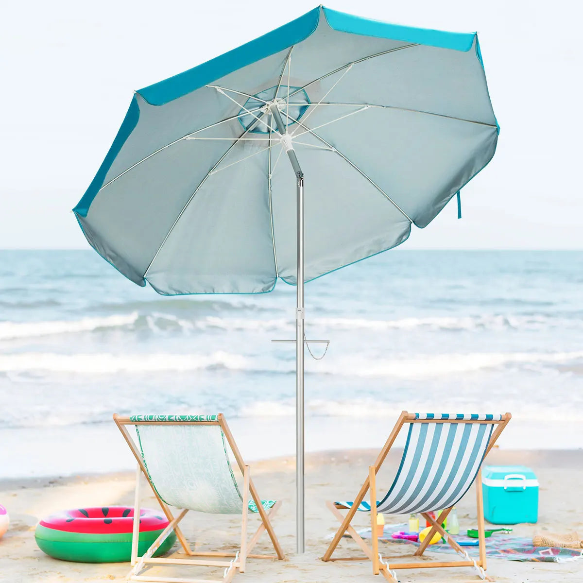 6.5 Ft Patio Beach Umbrella Tilt Aluminum Portable With Bag