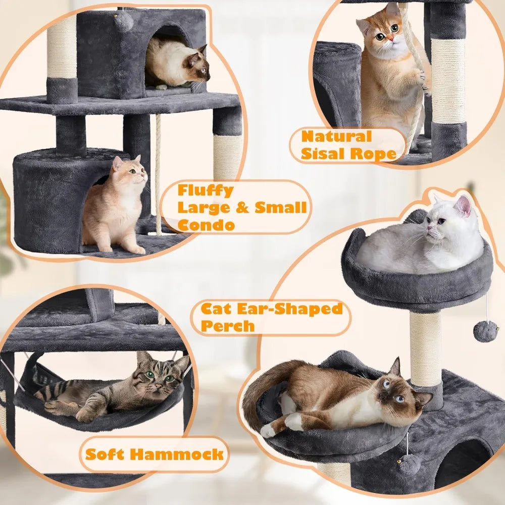 Yaheetech 62.5in Cat Tree Condo With Platform And Hammock