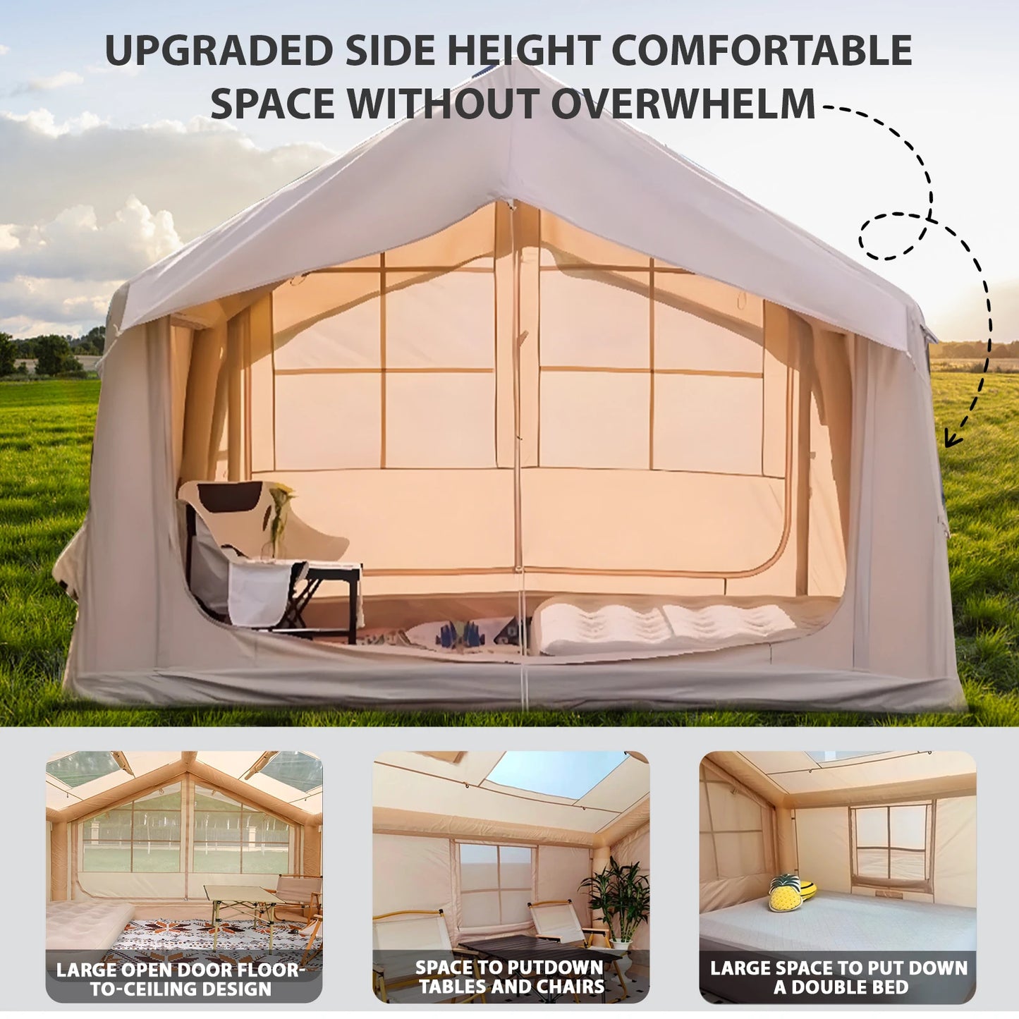 Inflatable Camping Tent 6 To 8 Person Quick Setup 4 Season