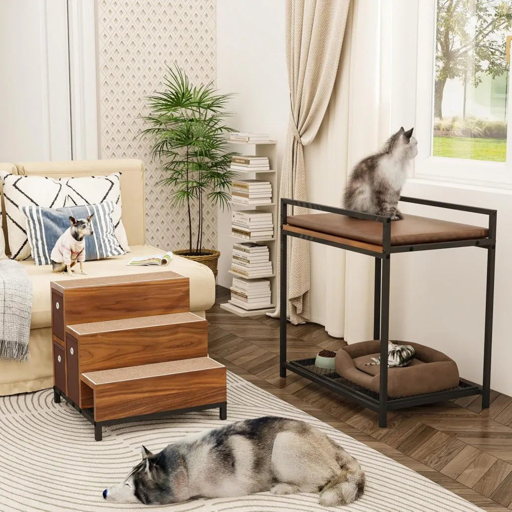 Dog Window Perch Non Slip Pet Bunk Bed With Drawers