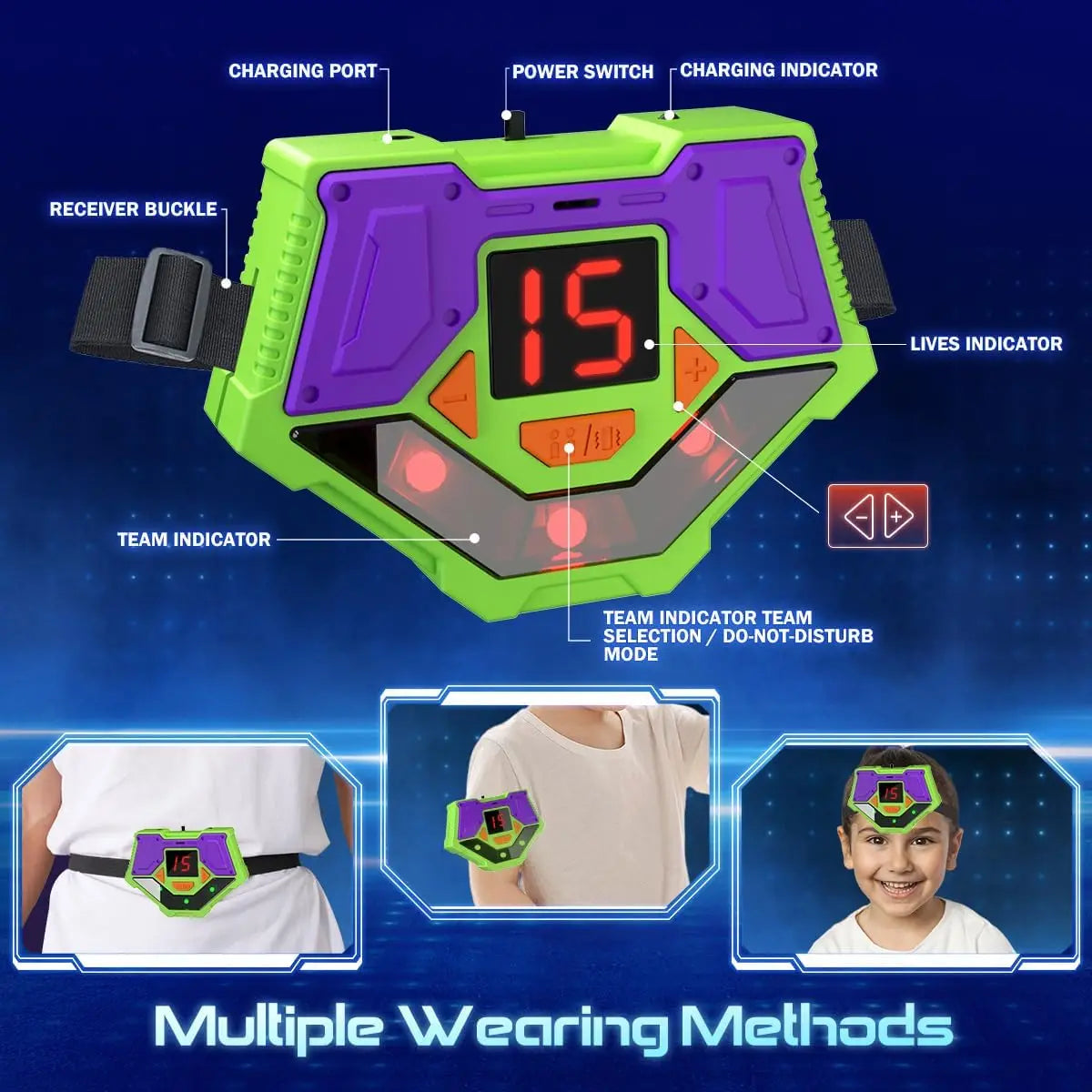 Vatos Laser Tag Battle Game Gun Set Electric Infrared Toy Guns for Kids Indoor and Outdoor Play Ages 6 to 14