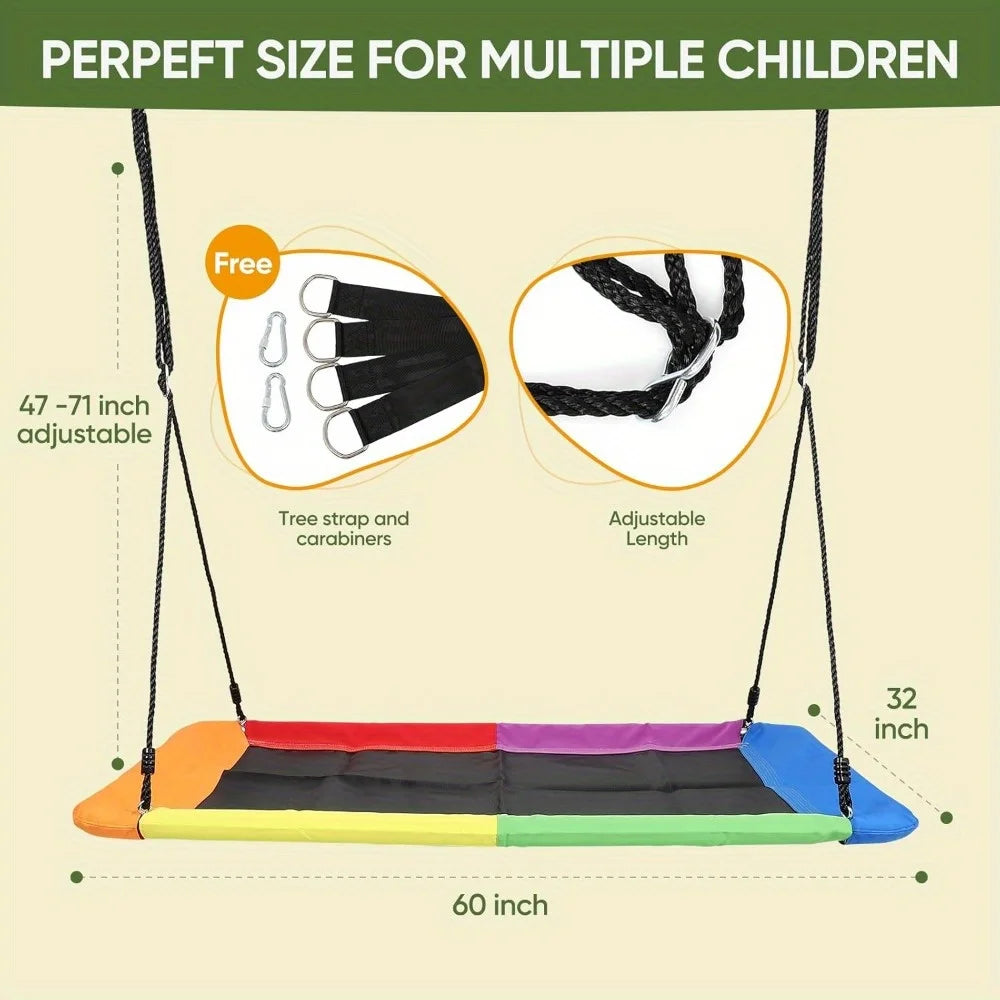 800lb Giant 60 Inch Platform Tree Swing for Kids and Adults Wear Resistant with 2 Hanging Straps Available in 6 Colors