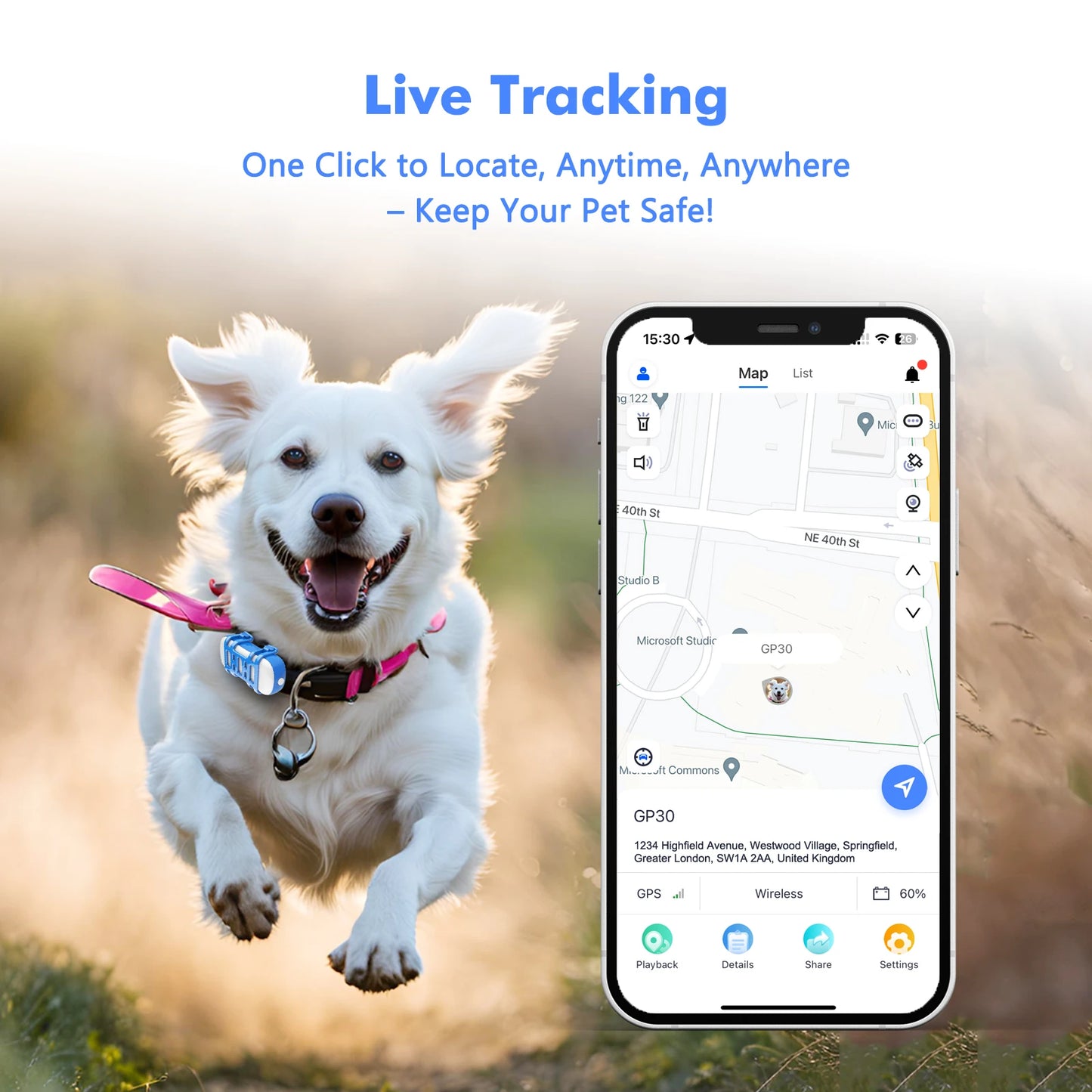 4G GPS Tracker Dog Cat Waterproof Locator App Live Tracking