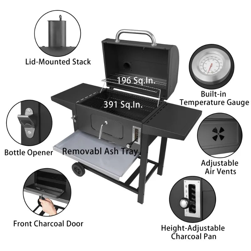 Cd1824ac 24 Inch Charcoal Grill With Cover Large Cooking Area Durable Outdoor Barbecue