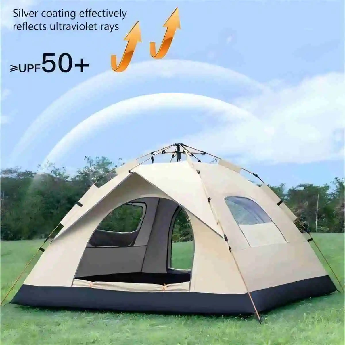 Automatic Pop Up Camping Tent Sunshade For 3 To 4 People