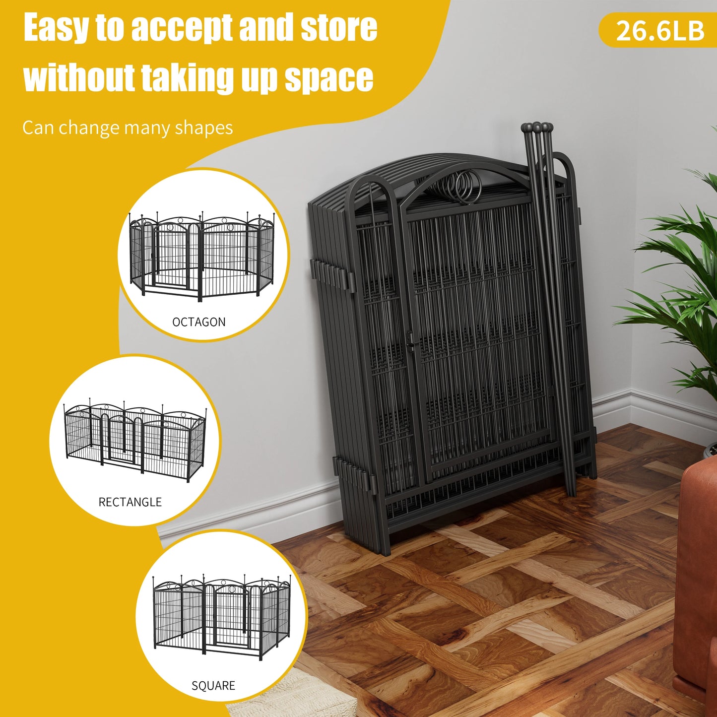 Dog Playpen Indoor 32 Inch 8 Panels Metal Pen With Doors