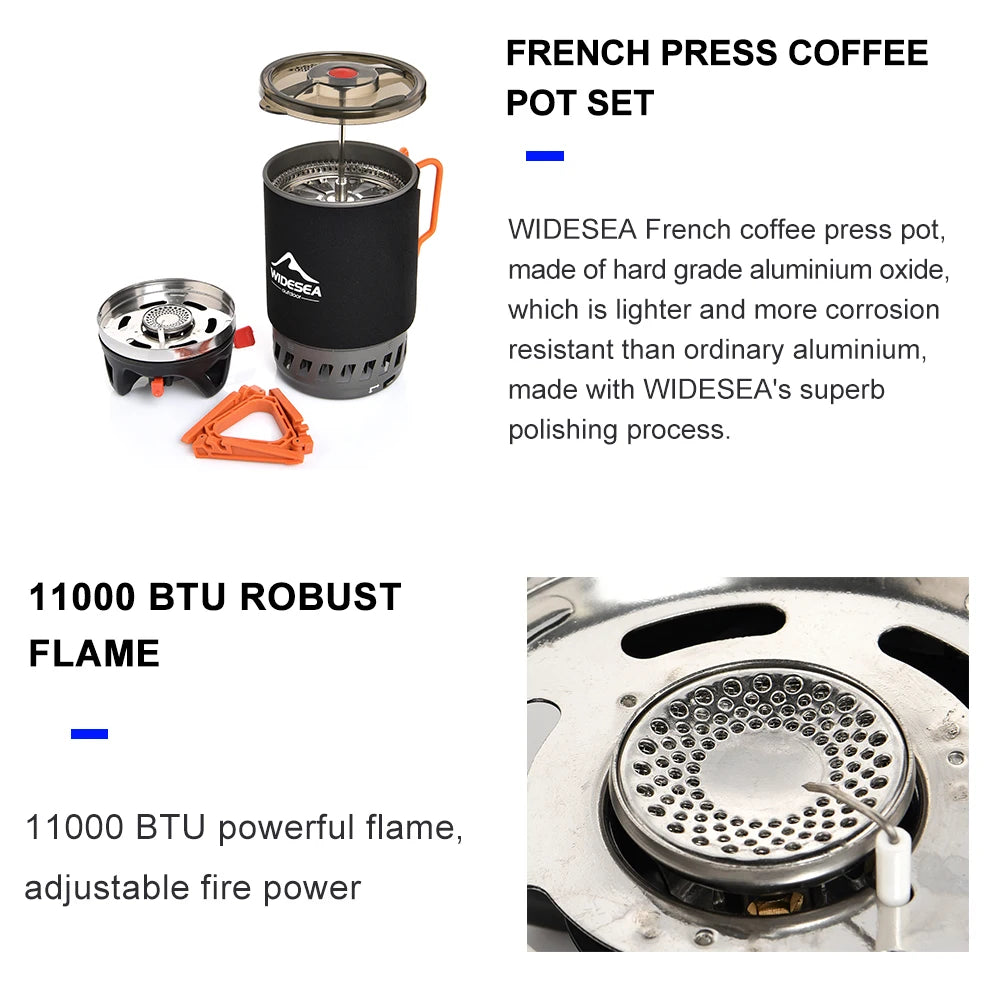 Widesea Camping Stove With Heat Exchanger Coffee Pot