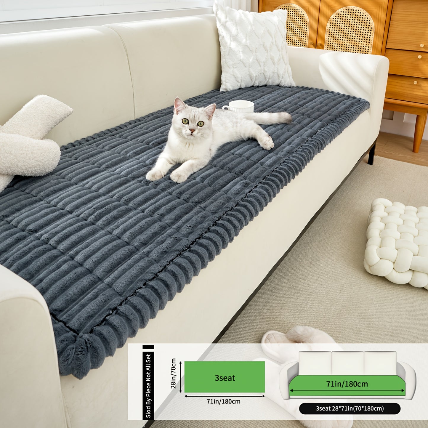 Universal Thickened Flannel Sofa Cushion Drawstring Non Slip