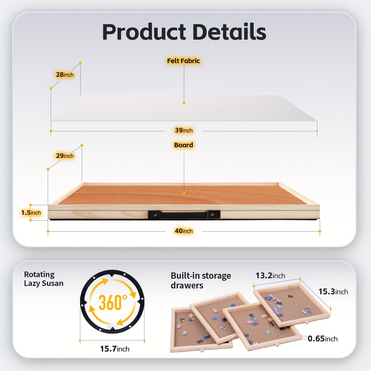 Rotating Tilting Two In One Puzzle Table With Four Drawers White Mat Lazy Susan Adjustable Wooden Jigsaw Table Stand
