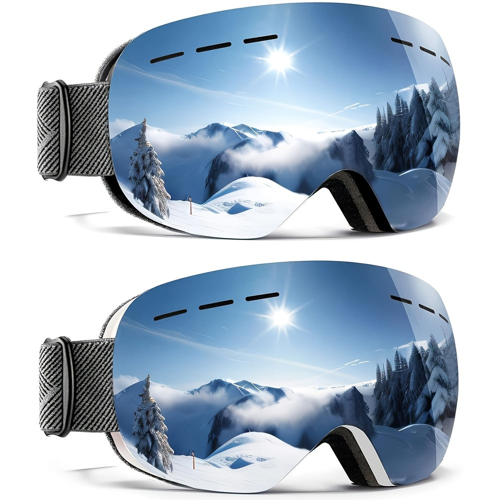 Two Pack Stylish Ski Goggles Oversized Polarized Lenses Windproof OTG for Winter Sports and Outdoor Adventures