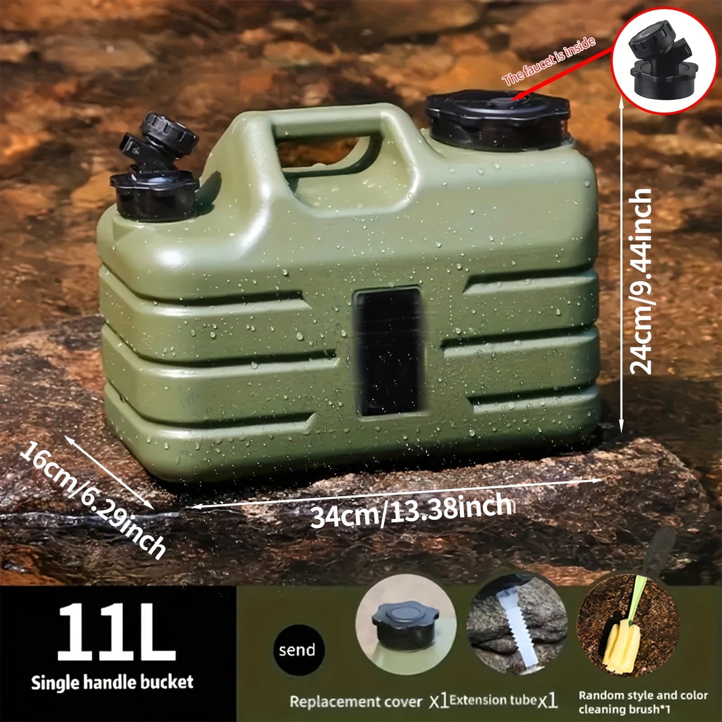 Military Green Portable Water Tank Leakproof Faucet 11L
