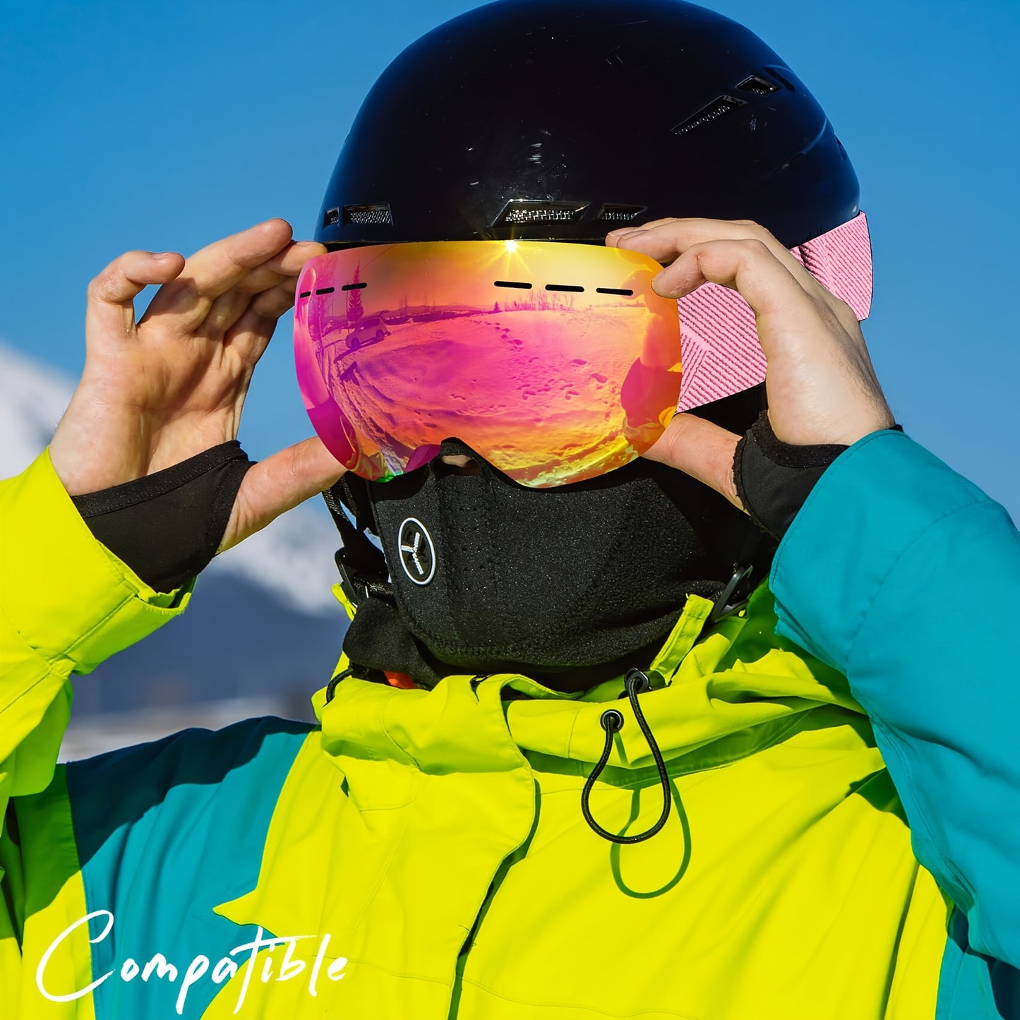 Two Pack Stylish Ski Goggles Oversized Polarized Lenses Windproof OTG for Winter Sports and Outdoor Adventures