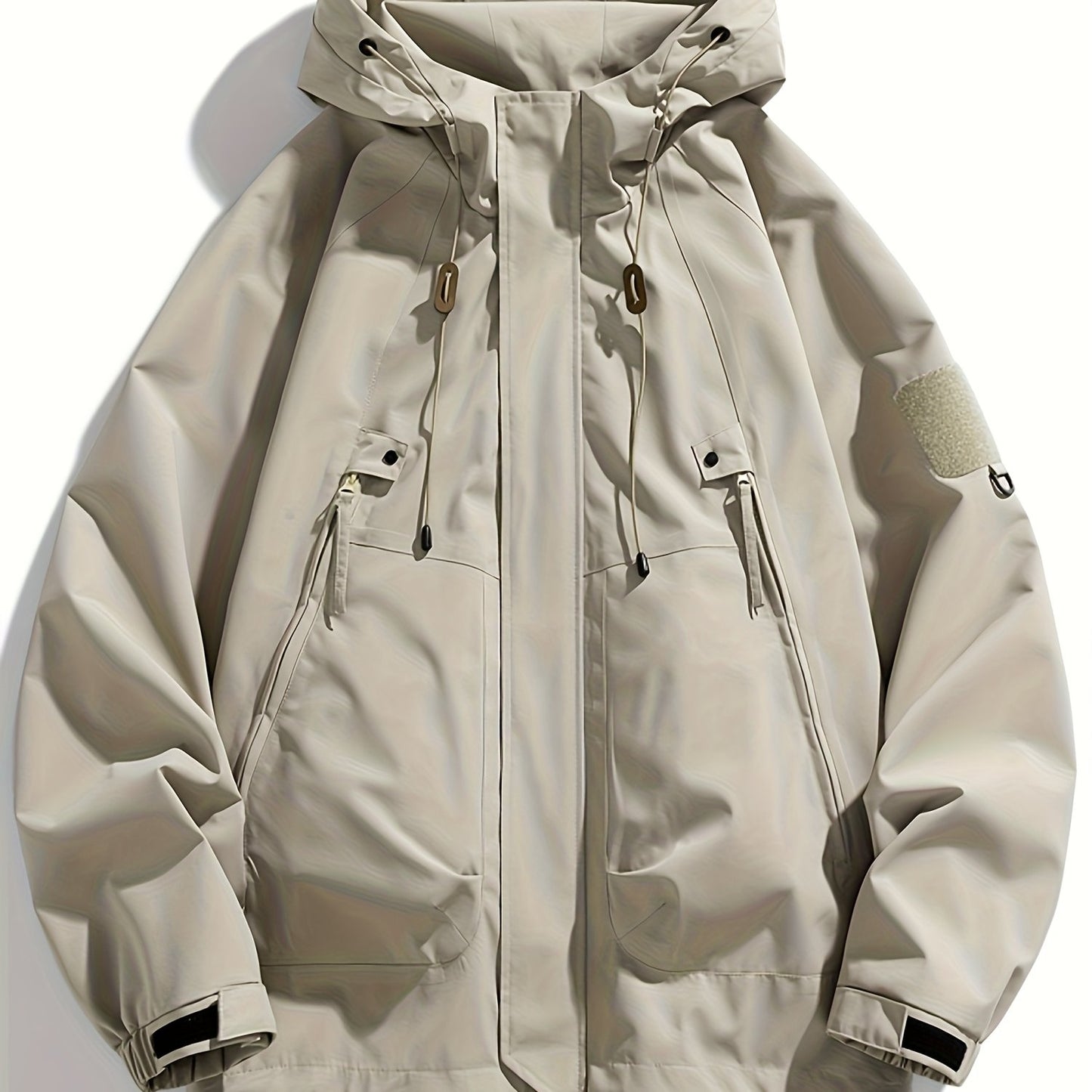 Mens Windbreaker Jacket Hooded With Zippered Pockets