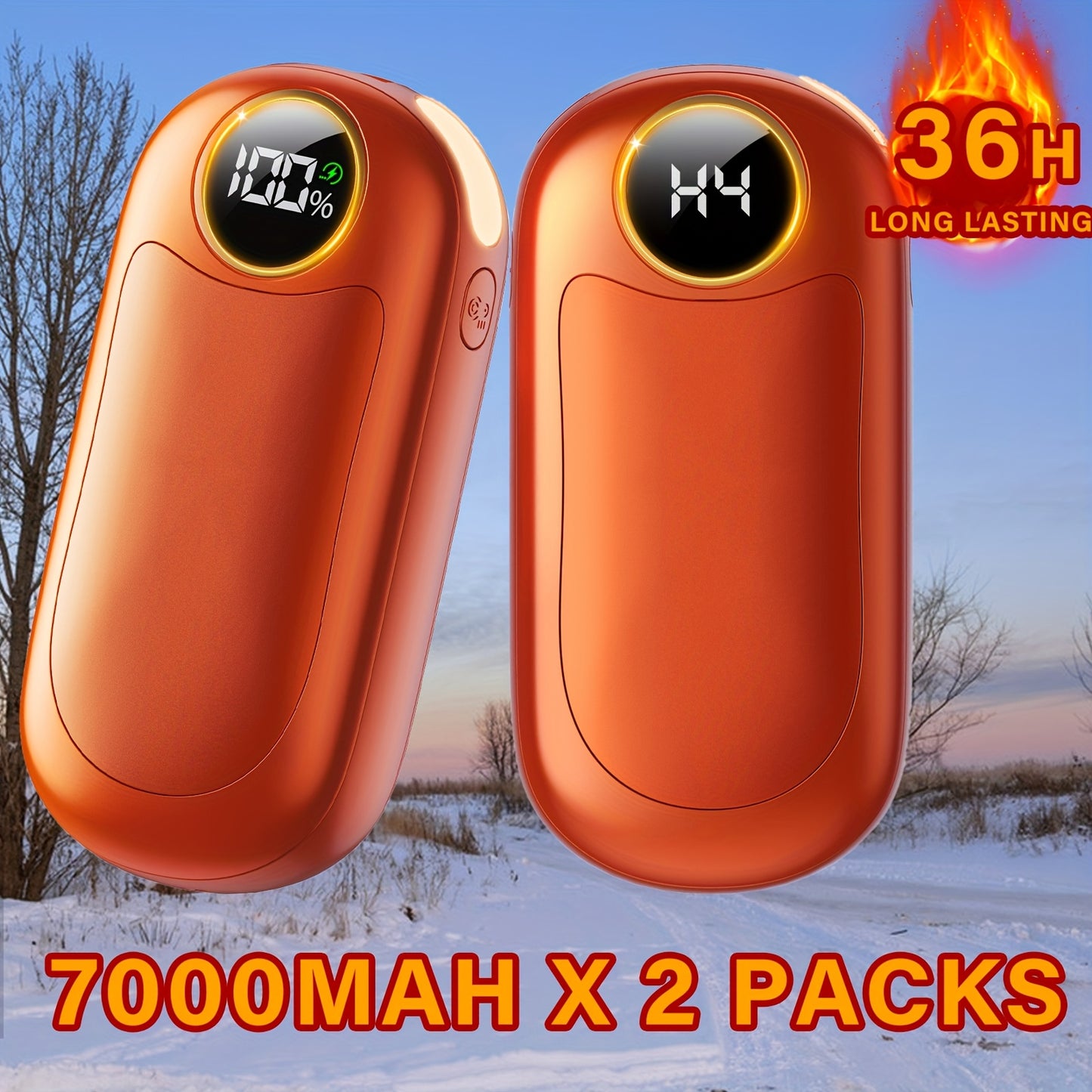 2 Pack Rechargeable Hand Warmers Dual Sided Hand Warmer With Power Bank 36 Hours Warmth 4 Levels Portable Gifts For Men