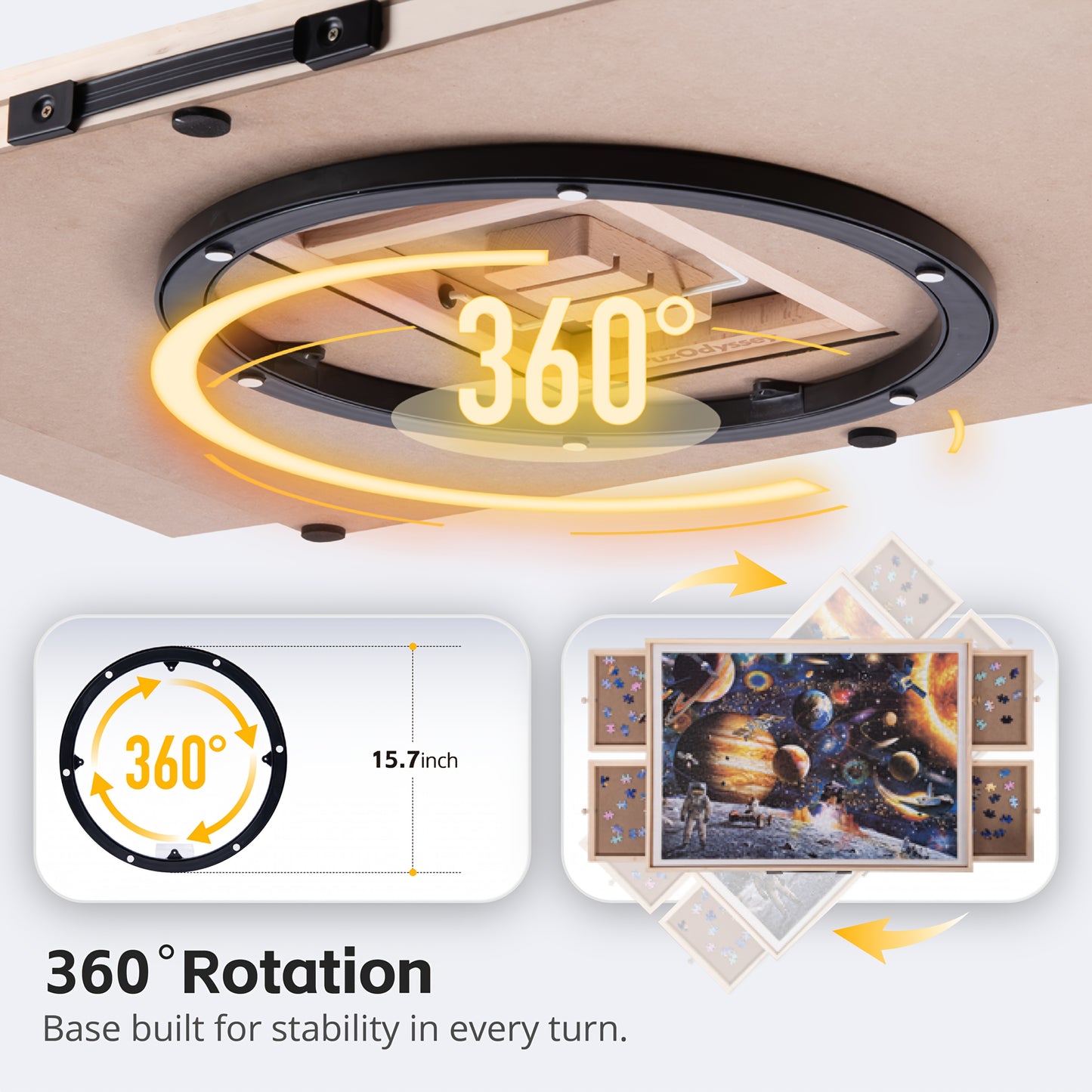 Rotating Tilting Two In One Puzzle Table With Four Drawers White Mat Lazy Susan Adjustable Wooden Jigsaw Table Stand