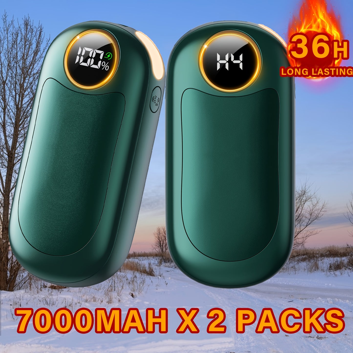 2 Pack Rechargeable Hand Warmers Dual Sided Hand Warmer With Power Bank 36 Hours Warmth 4 Levels Portable Gifts For Men
