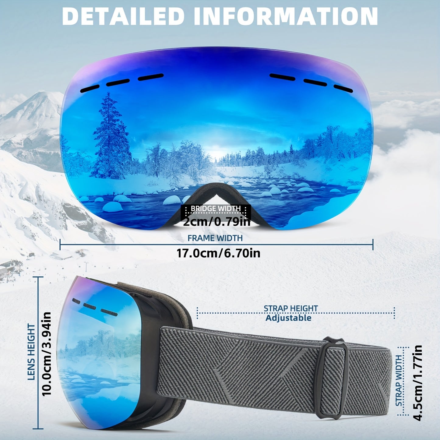 Two Pack Stylish Ski Goggles Oversized Polarized Lenses Windproof OTG for Winter Sports and Outdoor Adventures