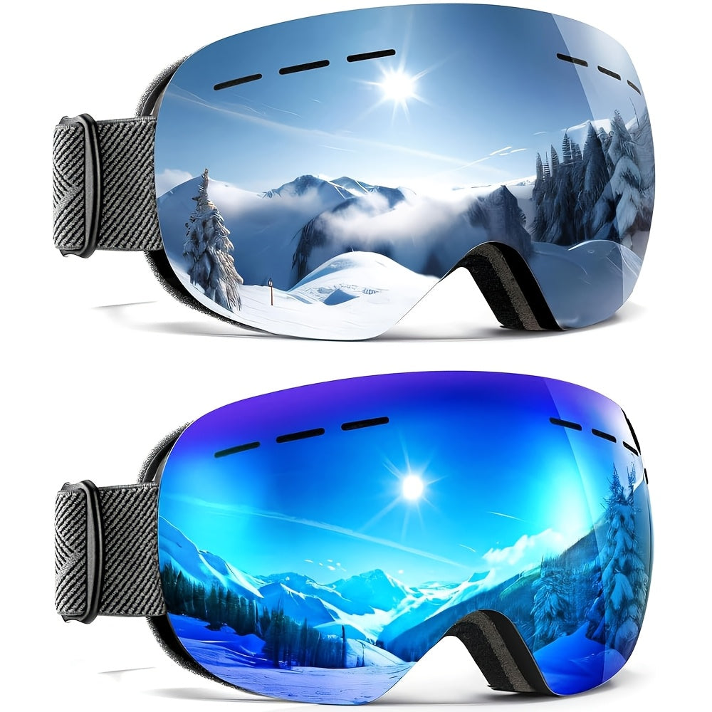 Two Pack Stylish Ski Goggles Oversized Polarized Lenses Windproof OTG for Winter Sports and Outdoor Adventures
