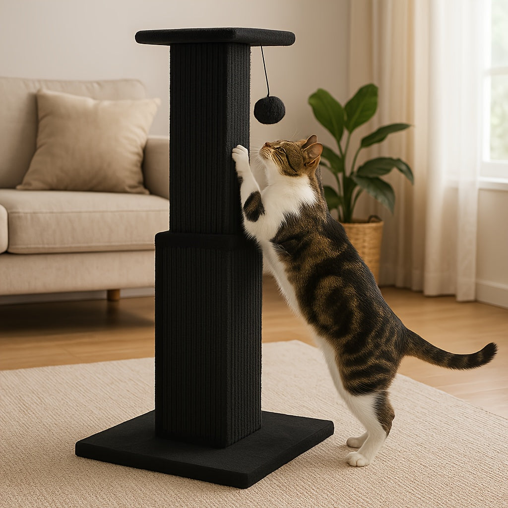 Durable Cat Tower Multi Level Cat Tree With Scratching Posts And Hanging Balls Grey And Black 18.9 Inch Wide