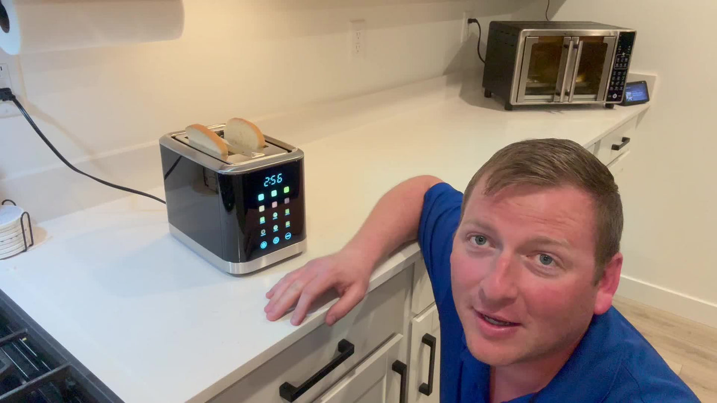 Smart Touchscreen Toaster 2 Slice With LCD Display 6 Toasting Levels 6 Shade Settings Digital Timer Bagel Cancel Defrost